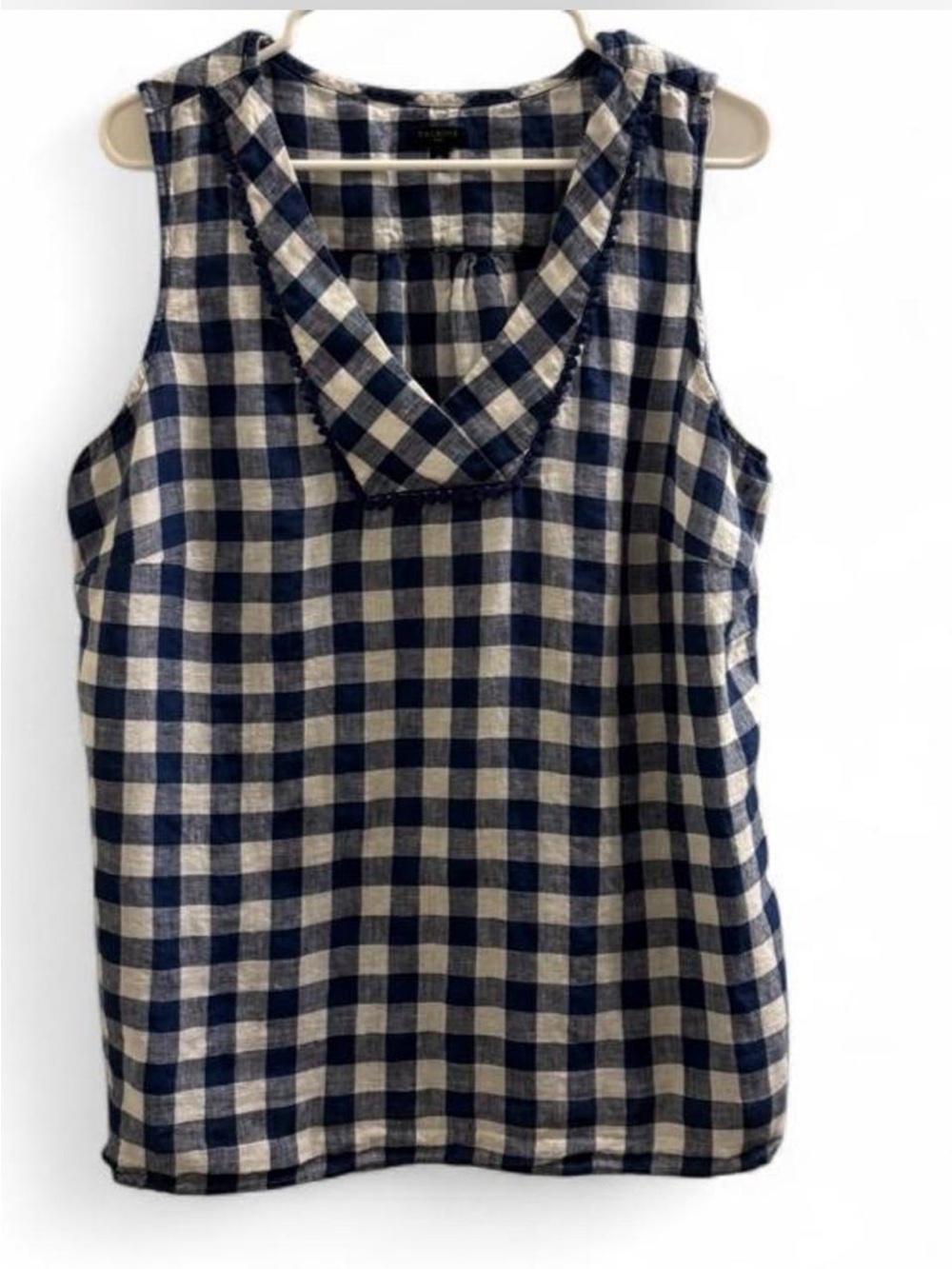 Talbots Plus white and blue gingham tank top in size 1X